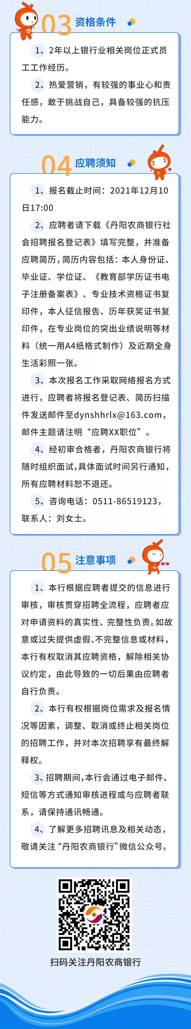 2021年丹陽農商銀行社會招聘啟事